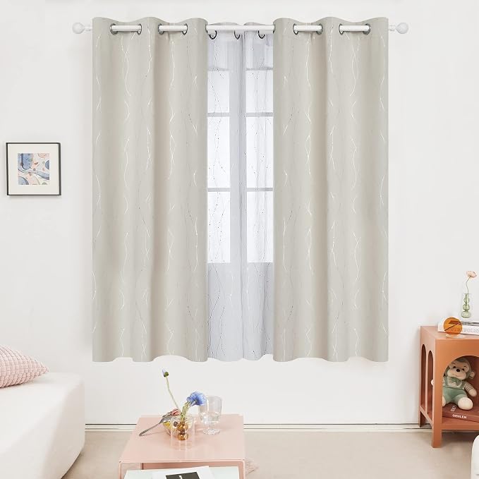 Deconovo Beige Curtains for Living Room, Room Darkening Soundproof Drapes - Image 2