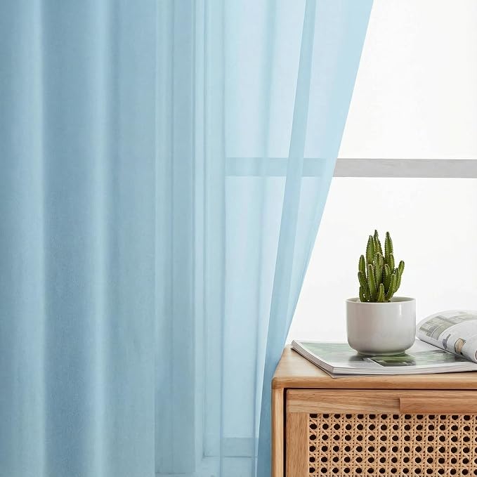 Sheer Curtains 84 Inches Long 2 Panels Set - Image 6