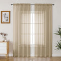 Gwine Taupe Sheer Curtains 90 Inches Long 2 Panels Set, Light Filtering Solid by Gwine