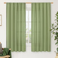 LAMIT Sage Green Linen Curtains 63 inch Length by LAMIT