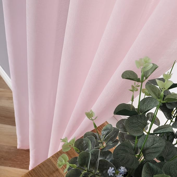 Tollpiz Short Sheer Tier Curtains Linen Textured Half Kitchen Curtain Sheers - Image 3