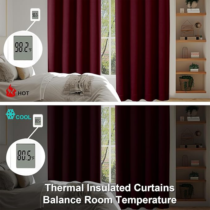 Simplebrand Ava Burgundy Short Blackout Curtains - Image 6