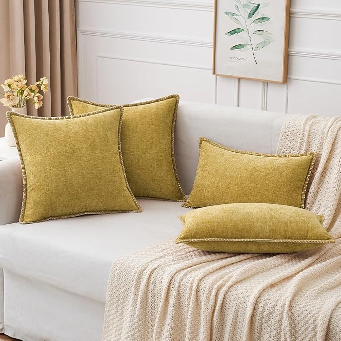 MIULEE Pack of 2 Couch Throw Pillow Covers 18x18 Inch Mustard Yellow Farmhouse - Image 5