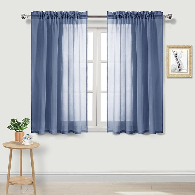 DWCN Sheer Curtains Semi Transparent Voile Rod Pocket Curtains by DWCN