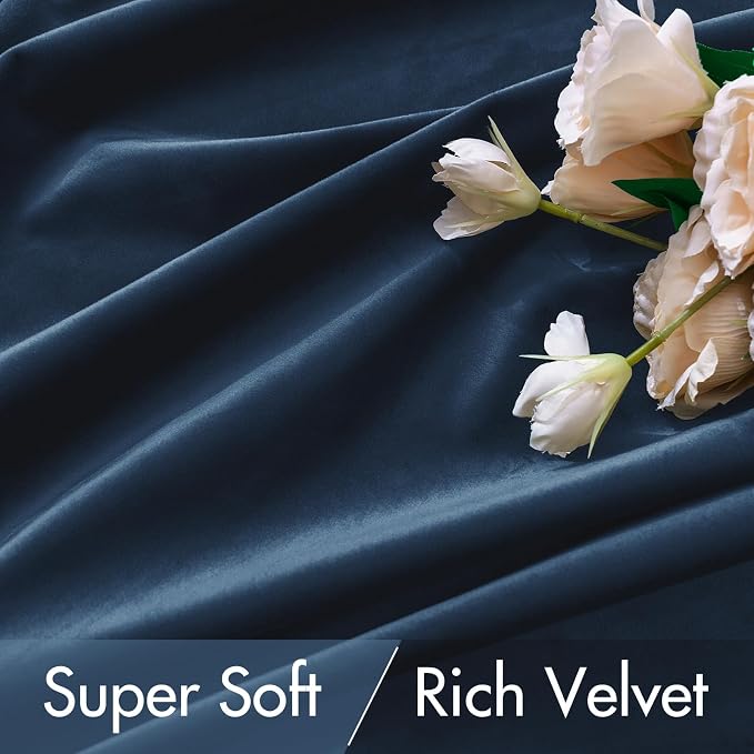 MIULEE Navy Blue Velvet Curtains 96 inches - Image 4