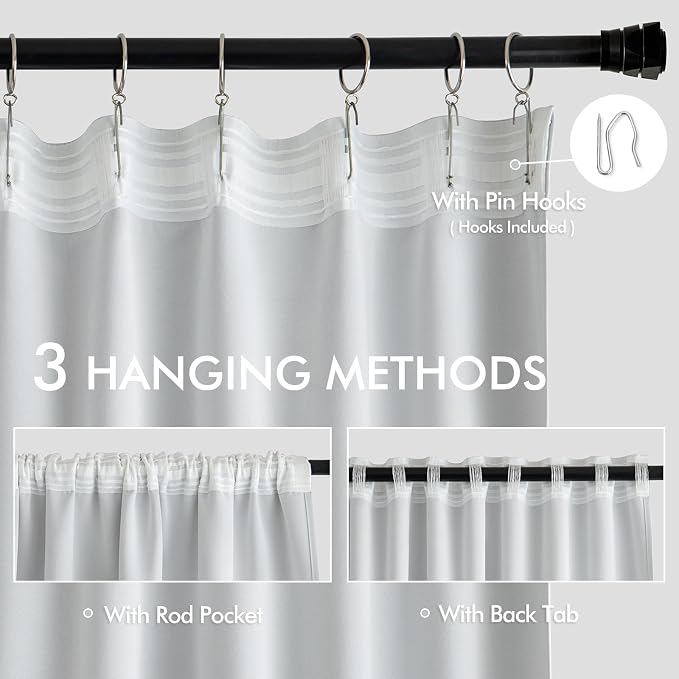 MIULEE Back Tab Light Blocking Curtains 102 Inch Long 2 Panels Set - Image 3