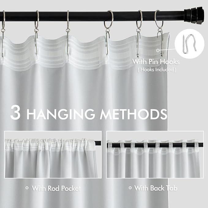 MIULEE Back Tab Light Blocking Curtains 108 Inch Long 2 Panels Set - Image 3
