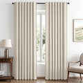 MIULEE 100% Blackout Linen Curtains 42 x 63 Inch Linen Beige 2 Panels | Thermal by MIULEE