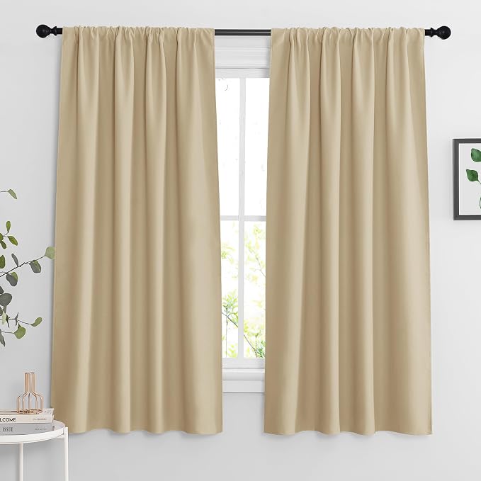 RYB HOME Curtains for Bedroom Living Room 63 inches Long, Thermal Insulated by RYBHOME