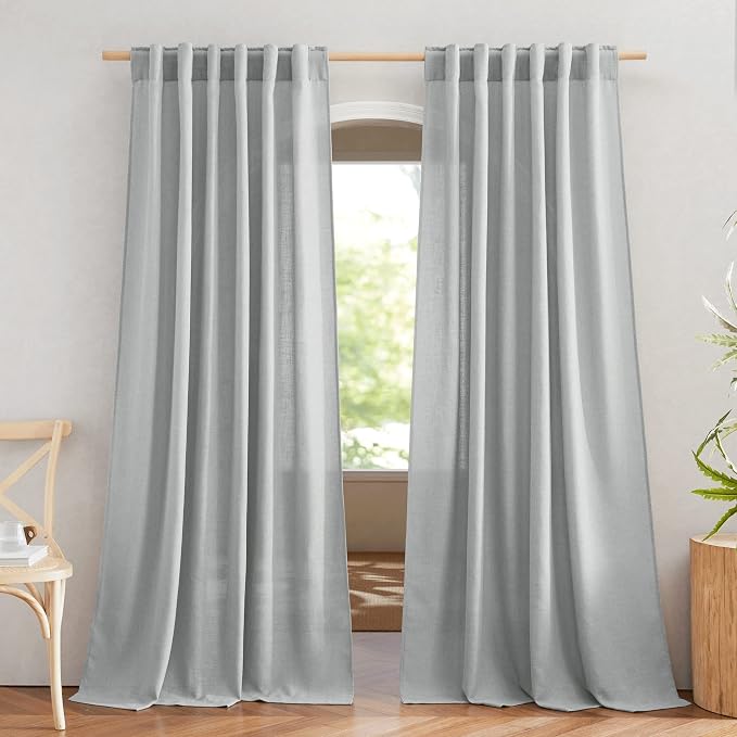 NICETOWN Linen Light Gray Curtains by NICETOWN