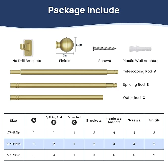 ENJOYBASICS No Drill Curtain Rods - Image 7