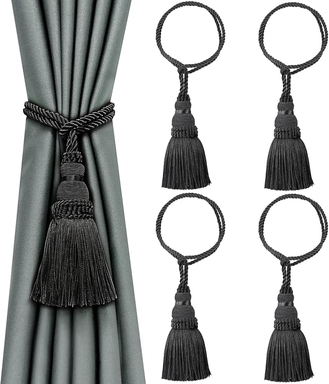 Fenghuangwu 4 Pack Curtain Tie Backs Rope Tassels by fenghuangwu