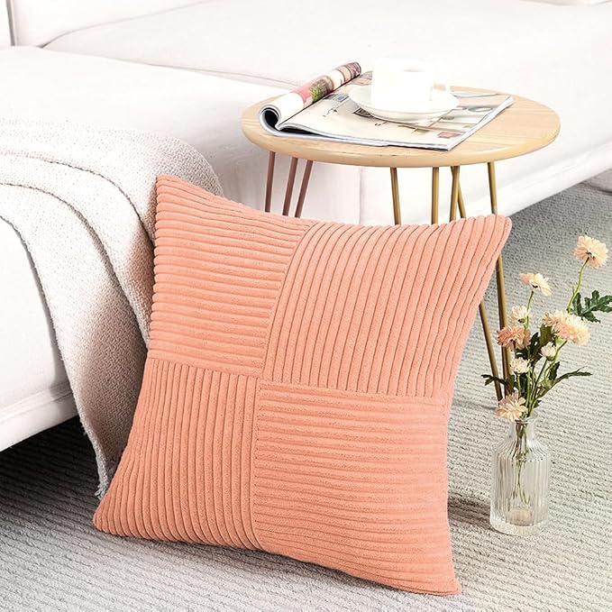 Fancy Homi 2 Packs Peach Samll Decorative Throw Pillow Covers 12x12 Inch - Image 2