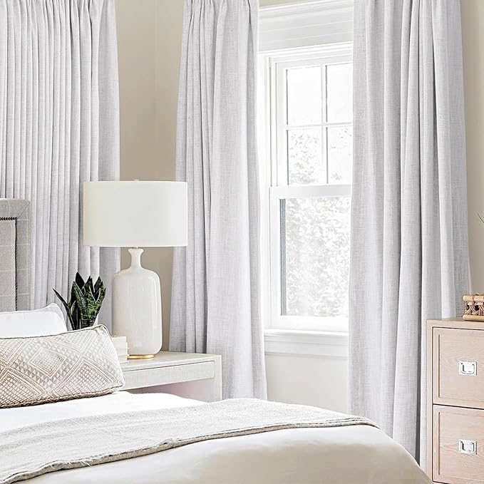MIULEE White Blackout Curtains Linen Textured - Image 2