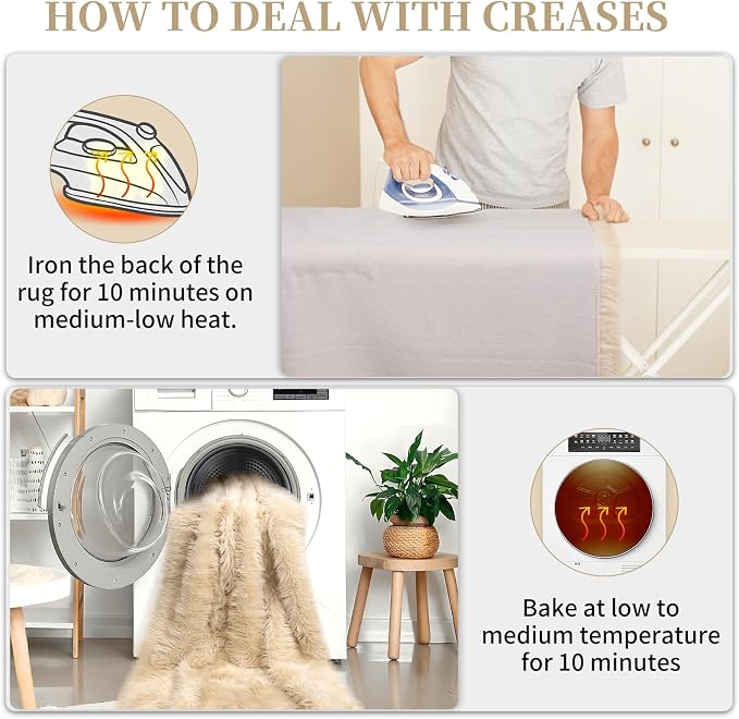 Beige Fluffy Rug for Bedroom, Soft Shag Rug for Sofa Couch Cushion, Cozy Shaggy - Image 6