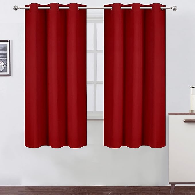 LEMOMO Red Blackout Curtains 42 x 63 Inch/Red Curtains Set of 2 Panels/Room by Lemomo