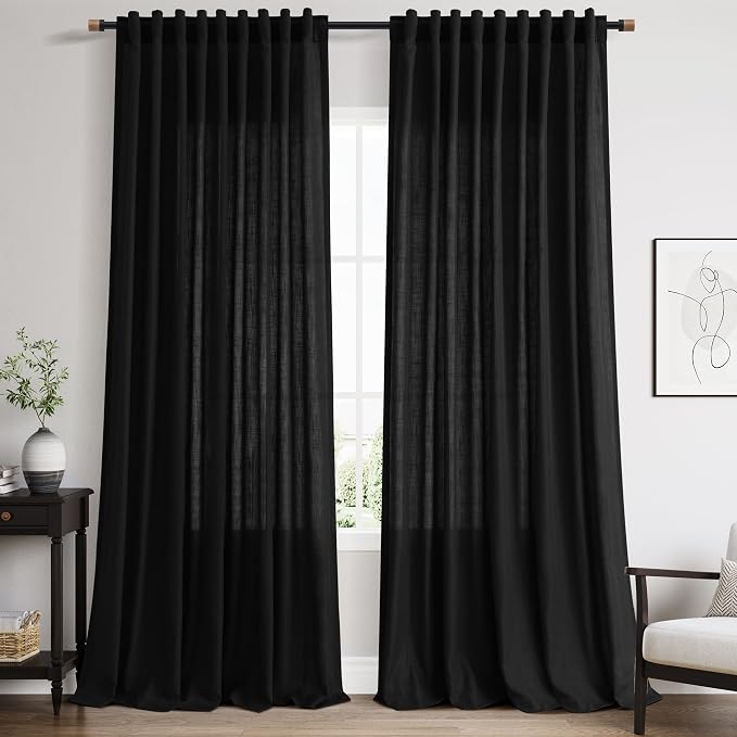 Nanspring Black 102 inch Linen Curtains by Nanspring