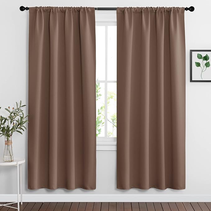 RYB HOME Blackout Curtains for Bedroom Living Room 63 inches Long, Thermal by RYBHOME