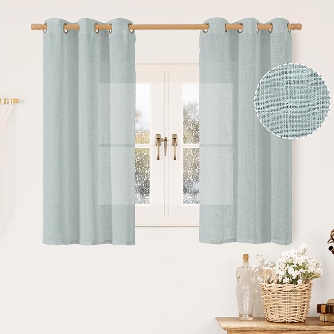 LAMIT Greyish Blue Linen Curtains by LAMIT