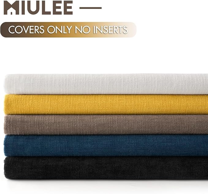 MIULEE Yellow Chenille Couch Throw Pillow Covers, 18x18 | Set of 2, Soft - Image 8