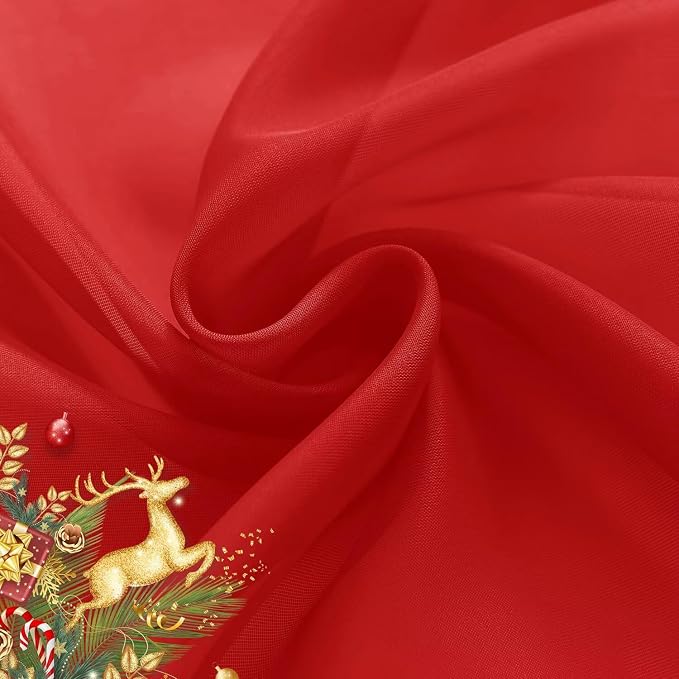 SpaceDresser Basic Rod Pocket Sheer Voile Window Curtain Panels Red 1 Pair 2 - Image 5