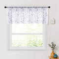 MRTREES Sheer Voile Curtain Valances, Leaves Embroidered Valance Curtains Rod by MRTREES
