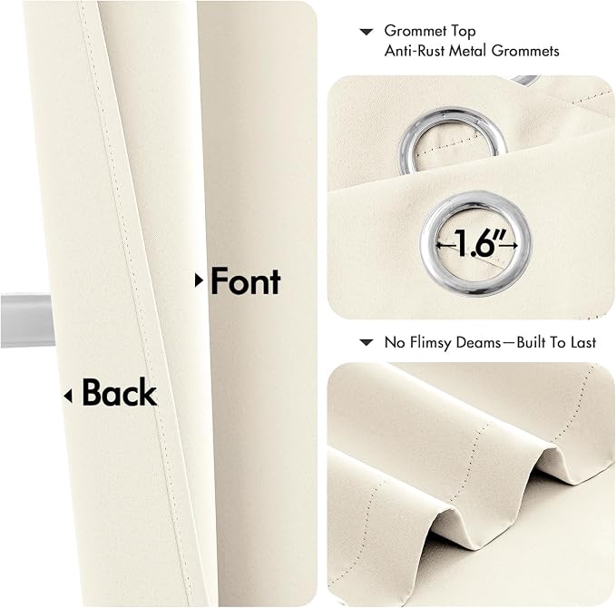 MIULEE Blackout Curtains for Bedroom 2 Panels 40 x 54 Inch Long Beige White | - Image 4