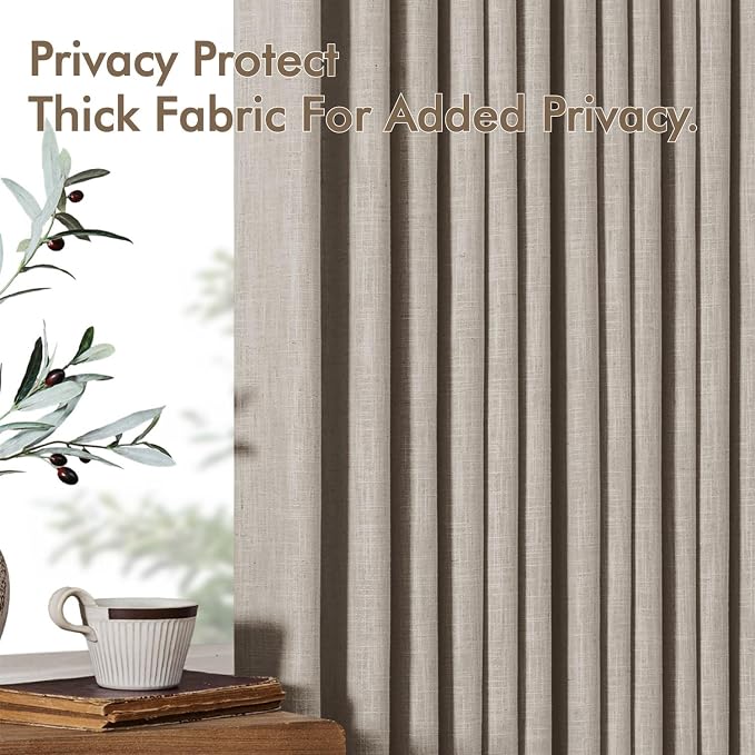 MIULEE Pinch Pleated Thick Linen Curtains 96 Inches Long 2 Panels - Image 7