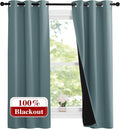 NICETOWN Aqua 100% Blackout Lined Curtains, 2 Thick Layers Narrow Wide Window by NICETOWN