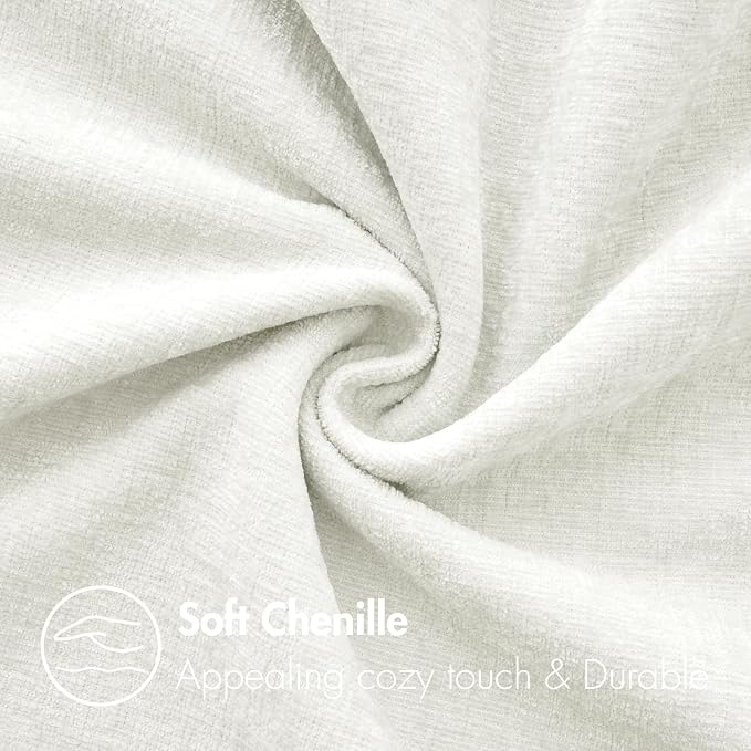 MIULEE Pack of 2 Couch Throw Pillow Covers 12x20 Inch Soft White Chenille - Image 2