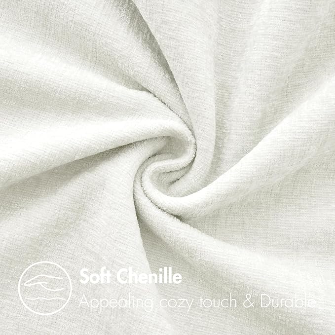 MIULEE Pack of 2 Couch Throw Pillow Covers 20x20 Inch Soft White Chenille - Image 2