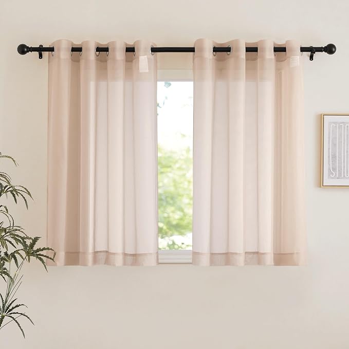 NICETOWN Taupe Sheer Curtains 54 inch Length, Grommet Voile Sheer Lightweight & by NICETOWN
