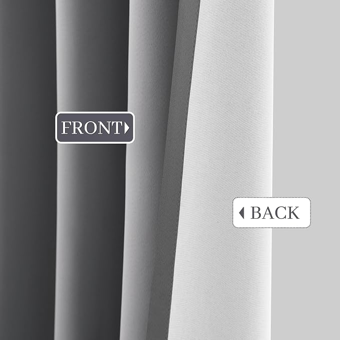 Yakamok Grey Room Darkening 100% Blackout Curtains Grommet Window Treatments - Image 8