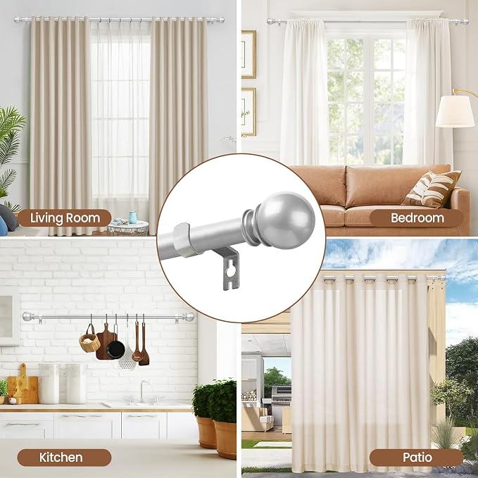 Silver Curtain Rods for Windows 30 to 60 Inch, 2 Pack 5/8 Inch Diameter - Image 7