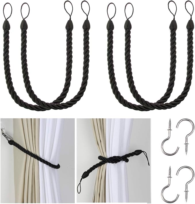 BEL AVENIR Curtain Tiebacks Ropes Tie-Backs, Handmade Curtain Holdbacks by BELAVENIR
