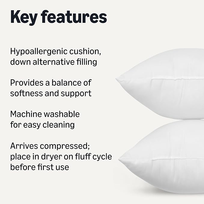 Amazon Basics Square Hypoallergenic Pillow Insert, Sofa Bed Couch Decorative - Image 2