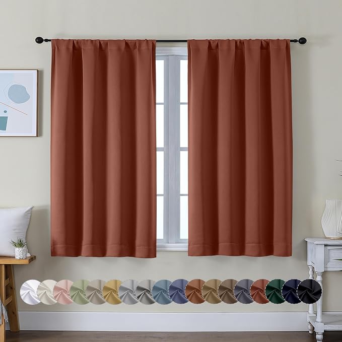 Simplebrand Ava Terracotta Short Blackout Curtains by Simplebrand