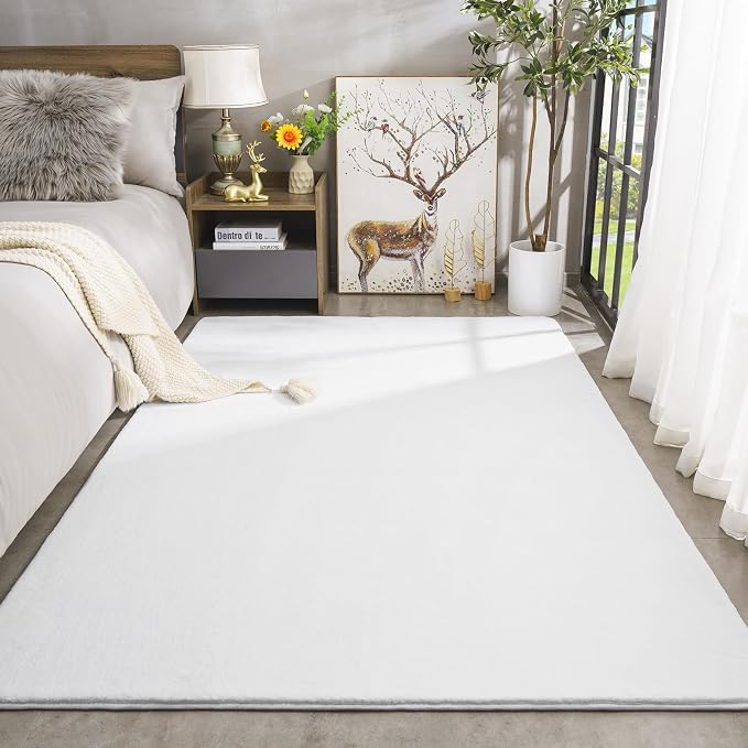 Amearea Large Modern Area Rugs for Bedroom Living Room, 5x8 Feet White - Image 2