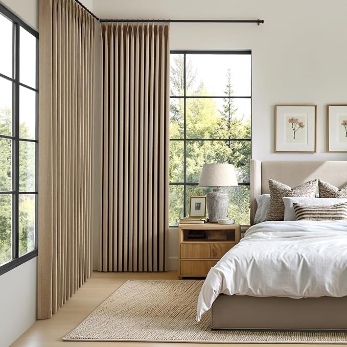 MIULEE Cafe Brown Pinch Pleated 100% Blackout Linen Curtains 40x102 Inches | - Image 2