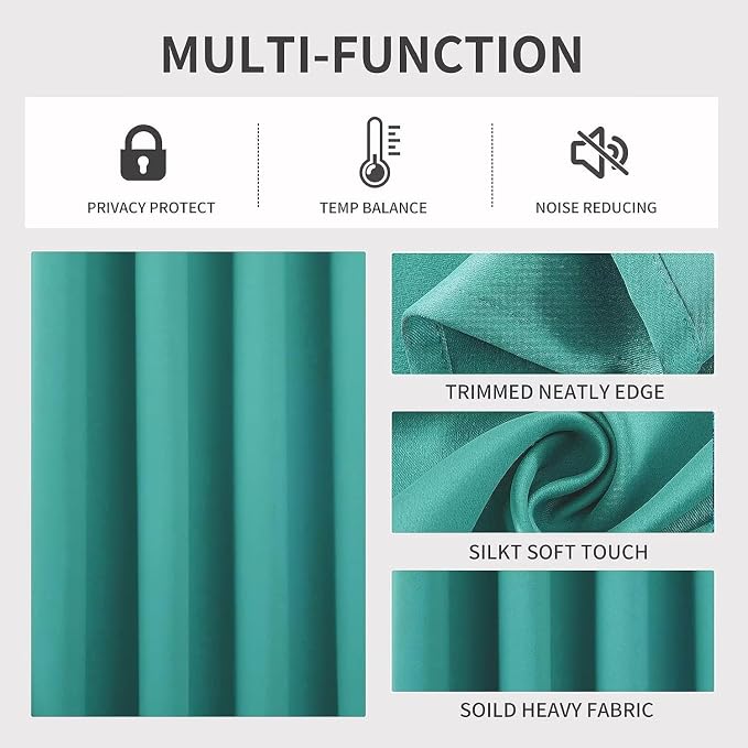 Joydeco Peacock Blue Custom Solid Single Blackout Curtain - Image 4