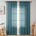 Sheer Dusty Blue Curtains for Bedroom Living Room 90 Inches Long 2 Panels Set by WelvetBLK