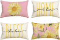 AVOIN colorlife Home Sweet Home Spring Summer Flowers Pink Throw Pillow Covers by AVOINcolorlife