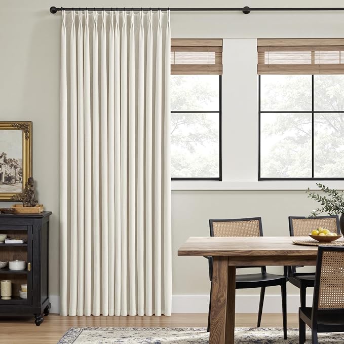 MIULEE Natural Pinch Pleated 100% Blackout Linen Curtains 40x105 Inches | Room - Image 3