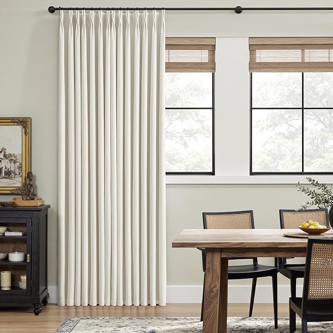 MIULEE Natural Pinch Pleated 100% Blackout Linen Curtains 40x78 Inches | Room - Image 3