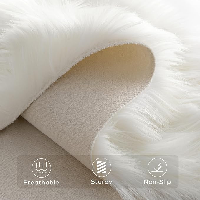 Ashler Faux Fur Rug, Fluffy Sheepskin Fur Rug, Fuzzy Ultra Soft 2.3 x 3.3 Ft - Image 4