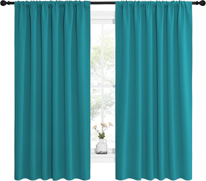 NICETOWN Peacock Blue Blackout Curtains Panels - Image 2