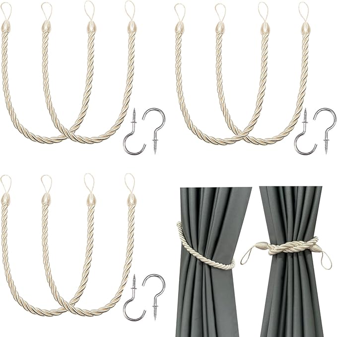 BEL AVENIR Curtain Ropes Tiebacks Tie-Backs, Curtain Handmade Holdbacks by BELAVENIR