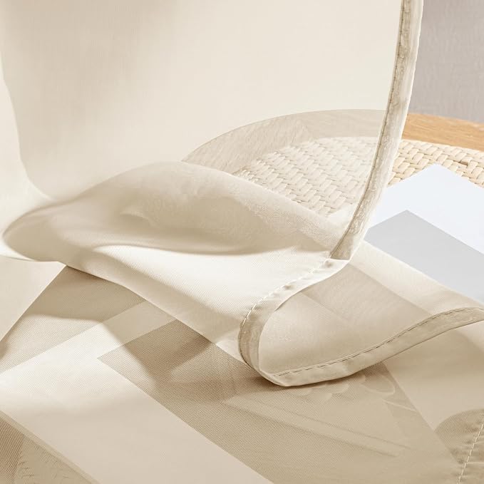 MIULEE Butter Cream Sheer Curtains 108 Inches Long, 4 Panels Set, Rod Pocket - Image 7