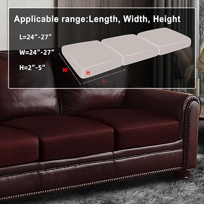 Leather Look Couch Cushion Covers Sofa Seat Slipcovers Sets Couches Furniture - Image 3