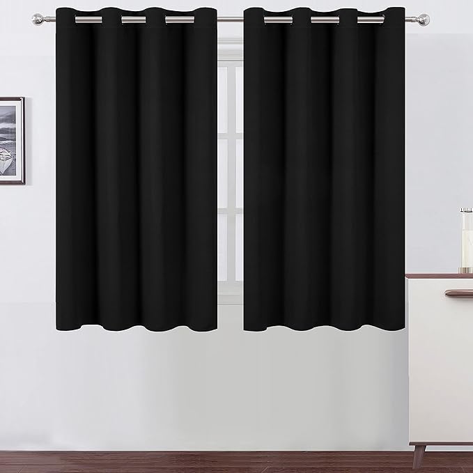 LEMOMO Black Thermal Blackout Curtains/52 x 45 Inch/Set of 2 Panels Room by Lemomo